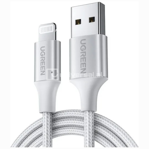 UGREEN USB-A MALE TO LIGHTNING MALE CABLE NICKEL PLATING ABS SHELL 1M (WHITE
